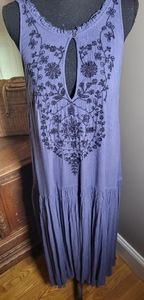 FREE PEOPLE DROP WAIST CRINKLE SLEEVELESS MAXI DRESS